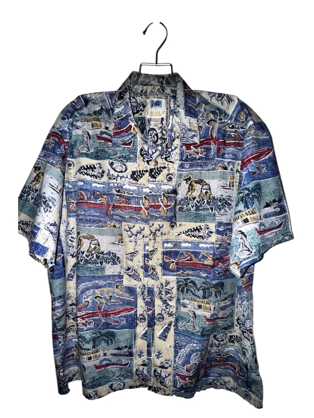 Kahala Mens Hawaiian Shirt Made in Hawaii authentic, vintage 90s size large